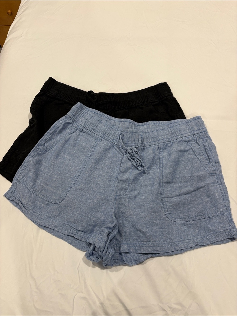 GAP Women’s Linen Shorts — Light Blue & Black Bundle of 2